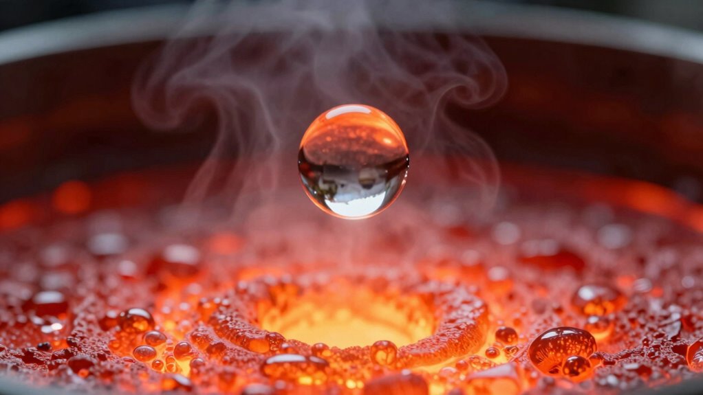 water droplets levitate on vapor