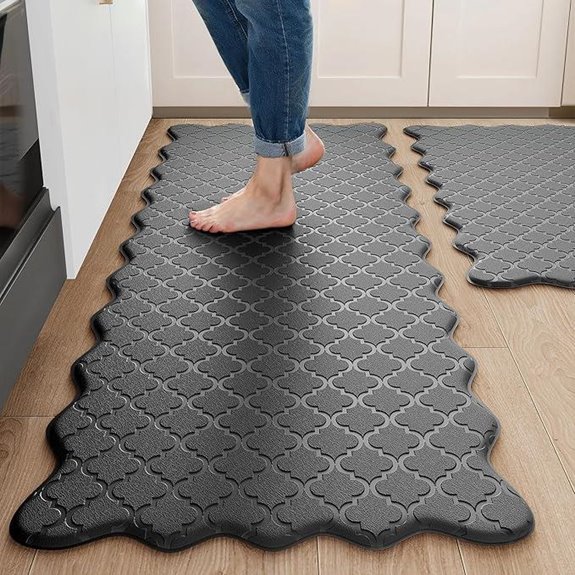 Scalloped Embossed Waterproof Anti-Fatigue Kitchen Mats (2 Pack)