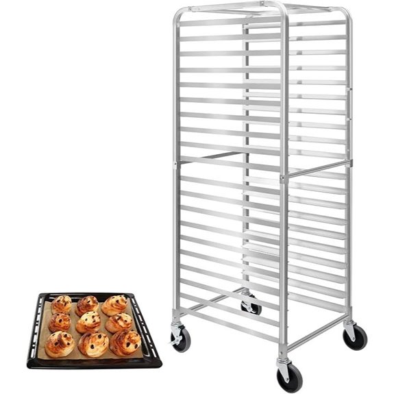 Bakery Bun Pan Rack 20 Tiers Wheeled Aluminum