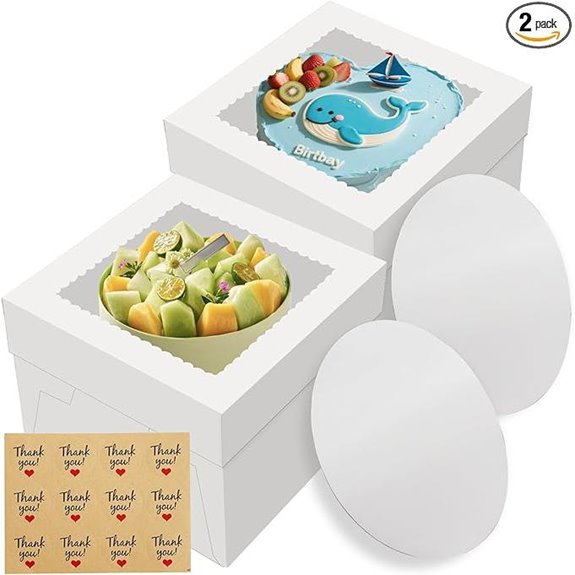 2 Pack White Cake Boxes with Windows and Lids