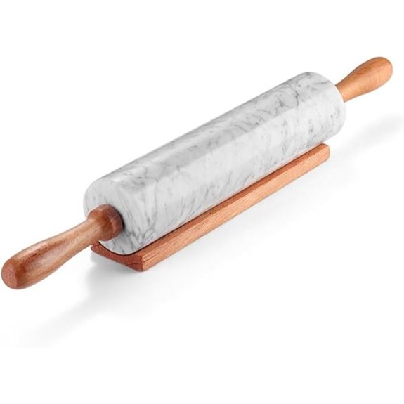 Flexzion White Marble 10-inch Rolling Pin with Handle