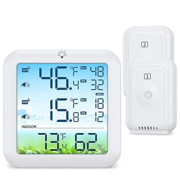 Wireless Refrigerator Thermometer with Alarm and Remote