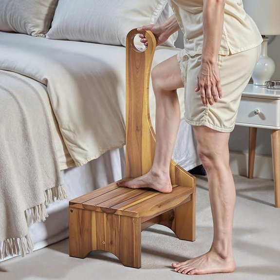 Premium Wooden Step Stool with Handle for Adults