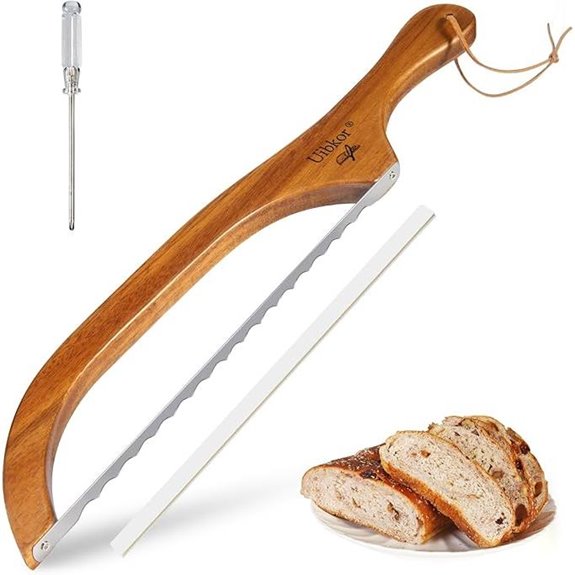 Wooden Bread Bow Knife 16 Serrated Sourdough Cutter
