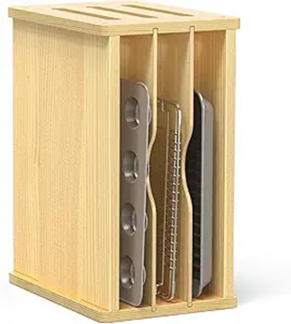 4-Tier Wooden Kitchen Tray and Baking Sheet Organizer