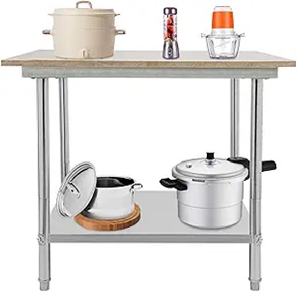 Wood Top Work Table with Lower Shelf