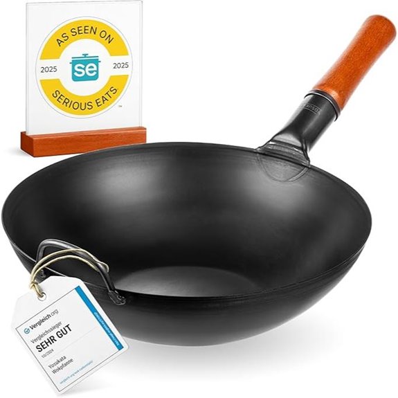 YOSUKATA 13.5 Carbon Steel Wok Pan