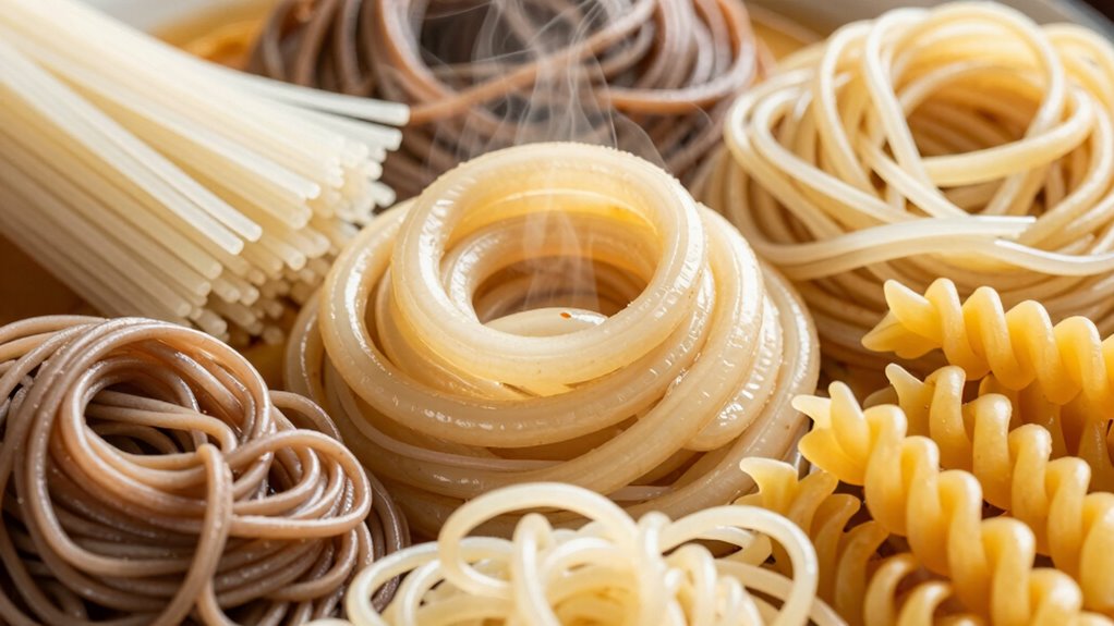diverse noodle textures and shapes