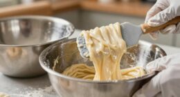 efficiently cleaning sticky dough