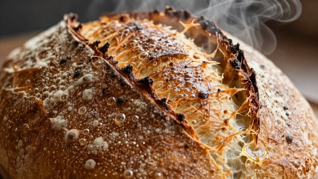 steam alters bread crust