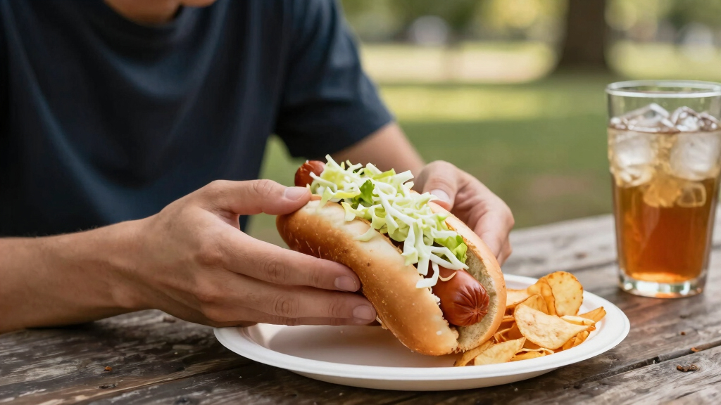 Hot Dogs With Vinegared Iceberg And Potato Chips