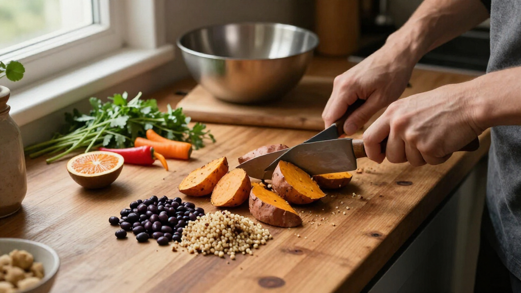 Roasted Sweet Potato, Black Bean, And Quinoa Salad