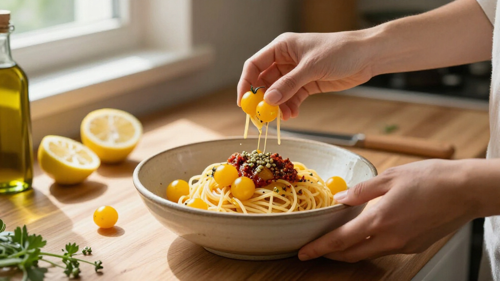 Spaghetti Con Colatura Di Alici, ’Nduja, Limone E Pomodorini Gialli